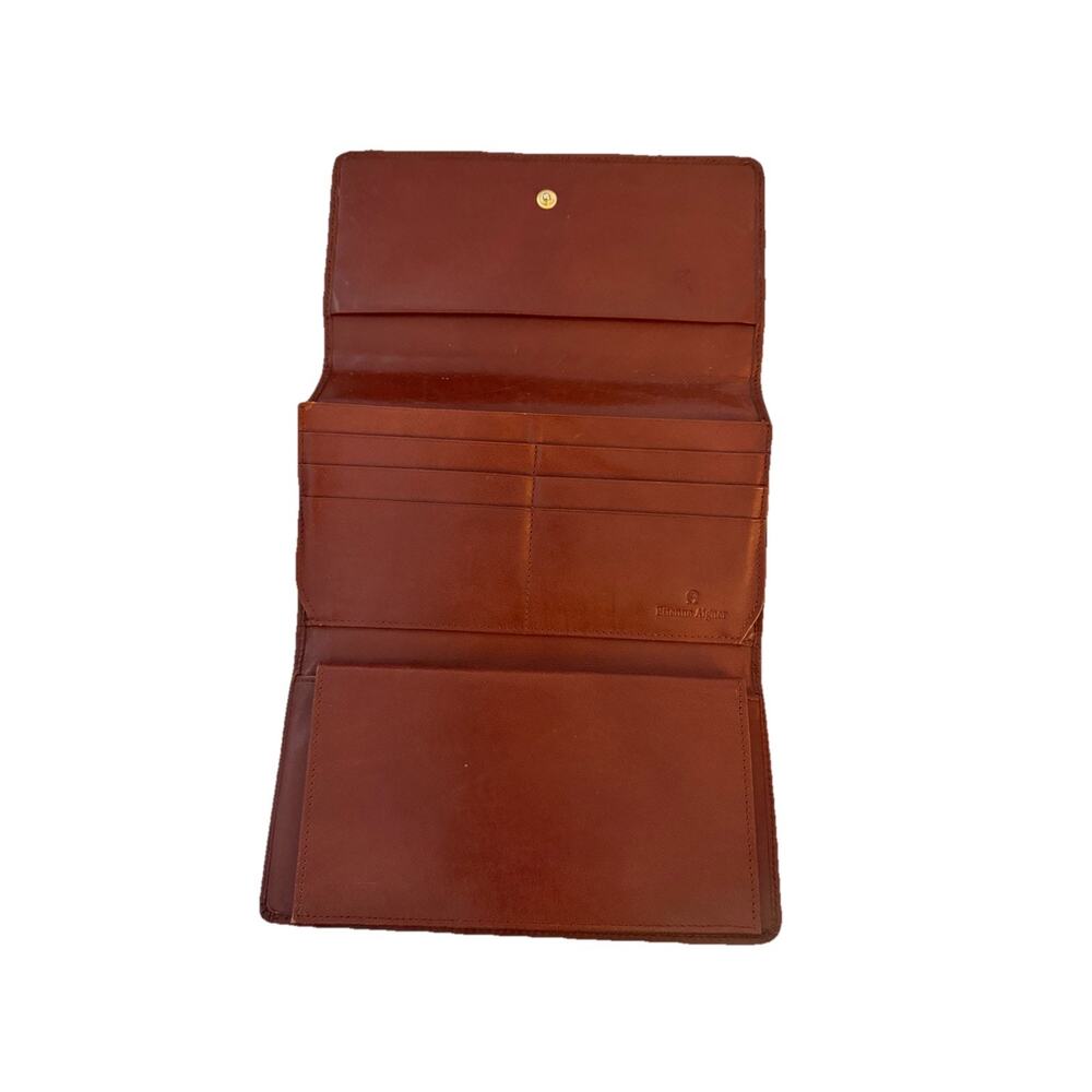 Vintage Etienne Aigner Woven Wallet Leather Brown 3522-23 - Picture 4 of 7